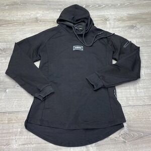 ASRV Hoodie Mens Medium Black Anorak Hooded Fleece Zip Pockets Gym Training